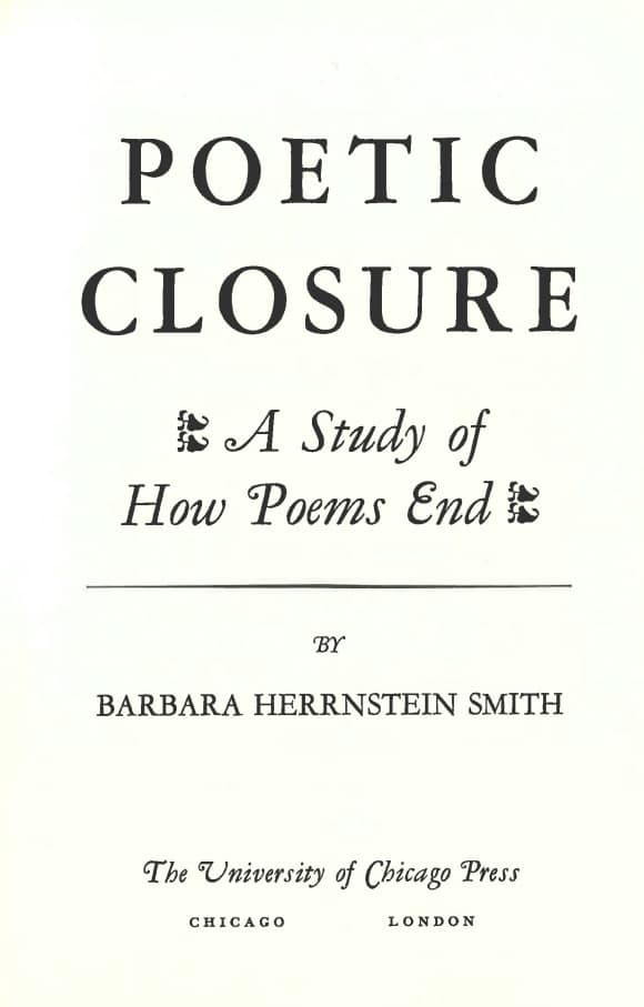 Poetic Closure: A Study of How Poems End